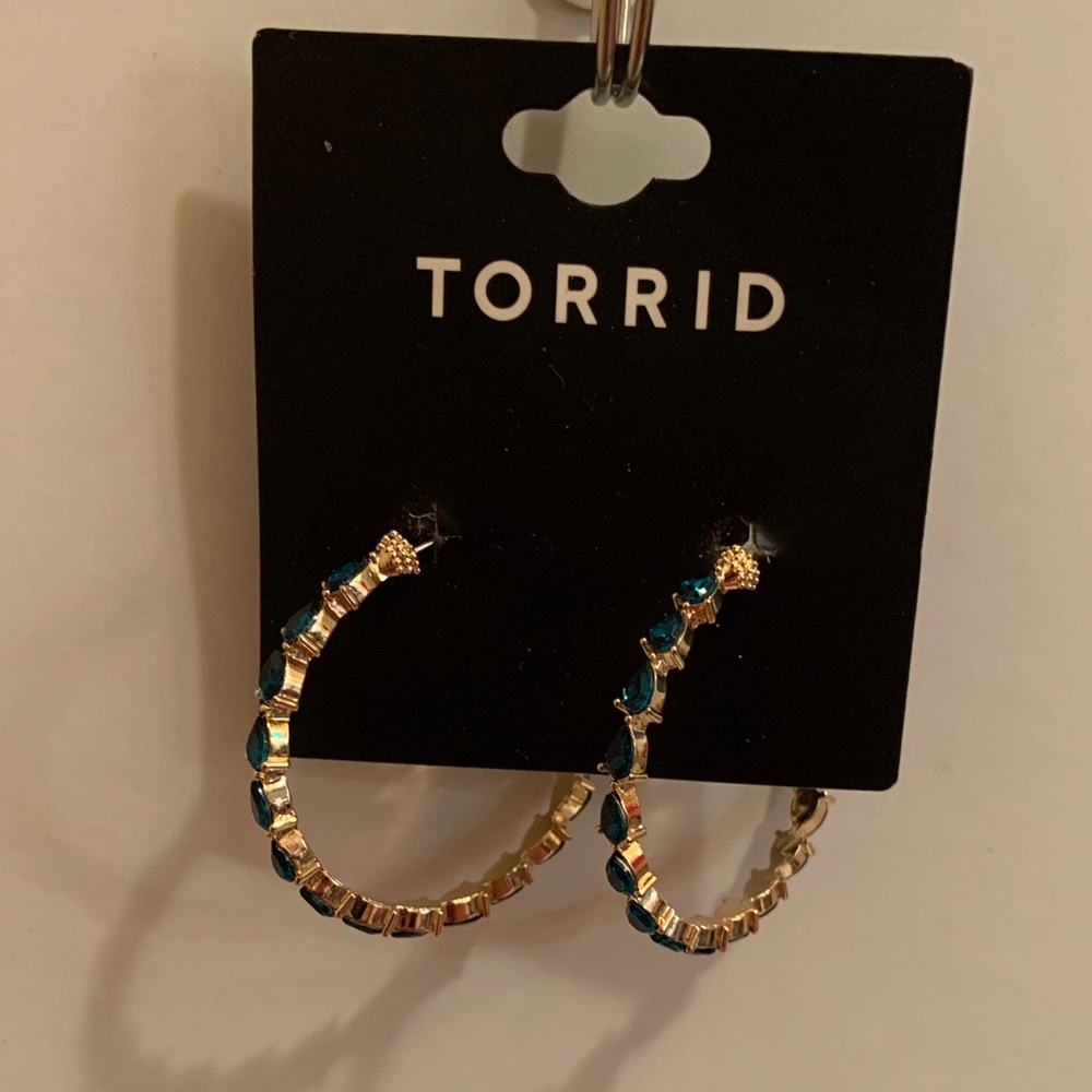 Torrid Gold and Green Hoop Earrings